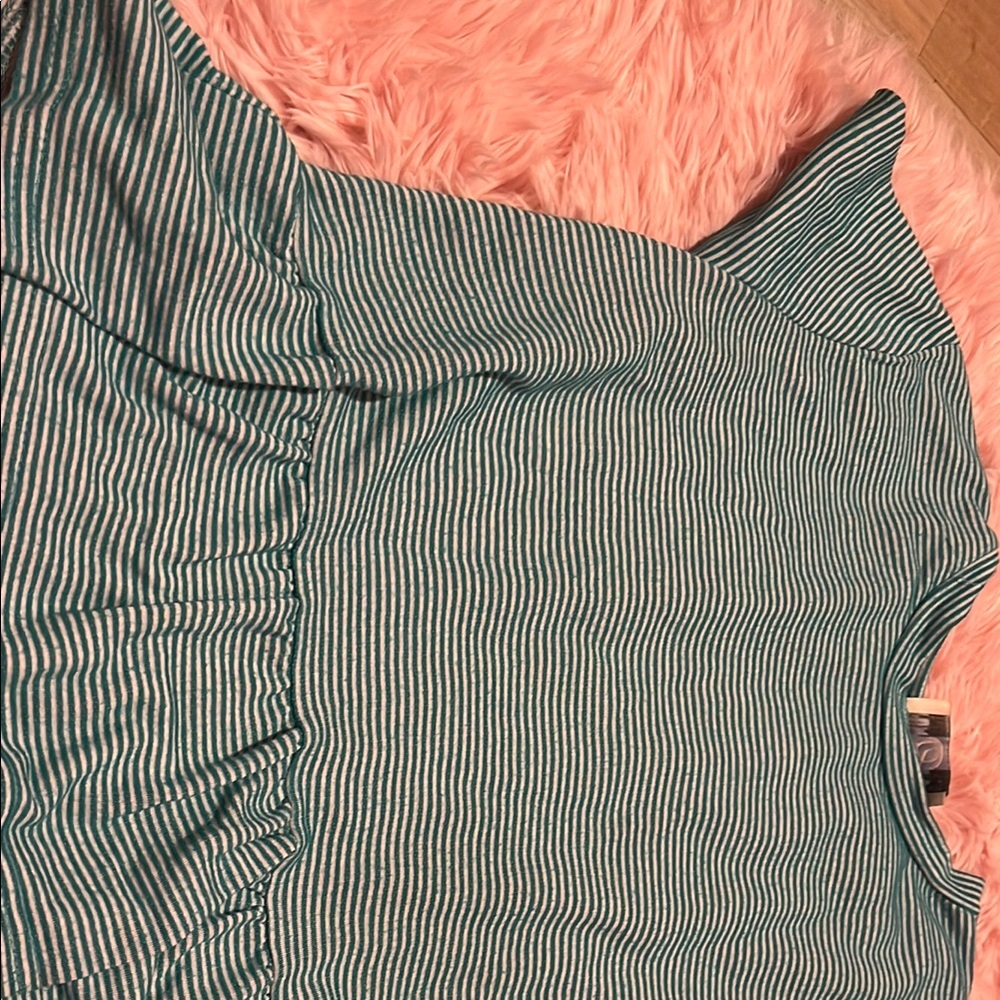 Striped Green and White Top